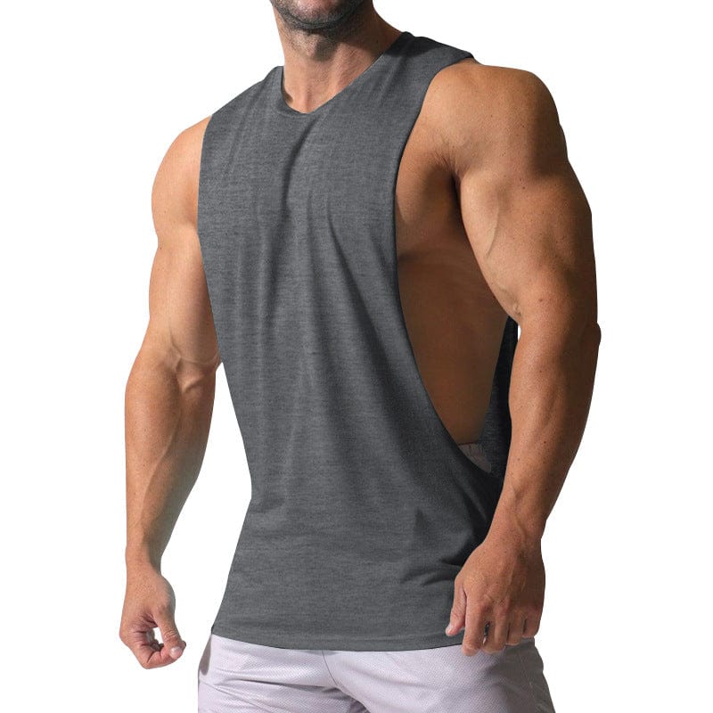 Sports para hombres casuales sólido color sólido sin mangas chaleco camiseta