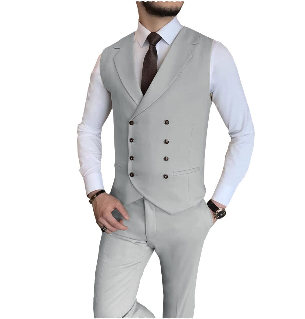 aesido 2 Pieces Casual Mens Fit Suit For Wedding (Vest + Pants)