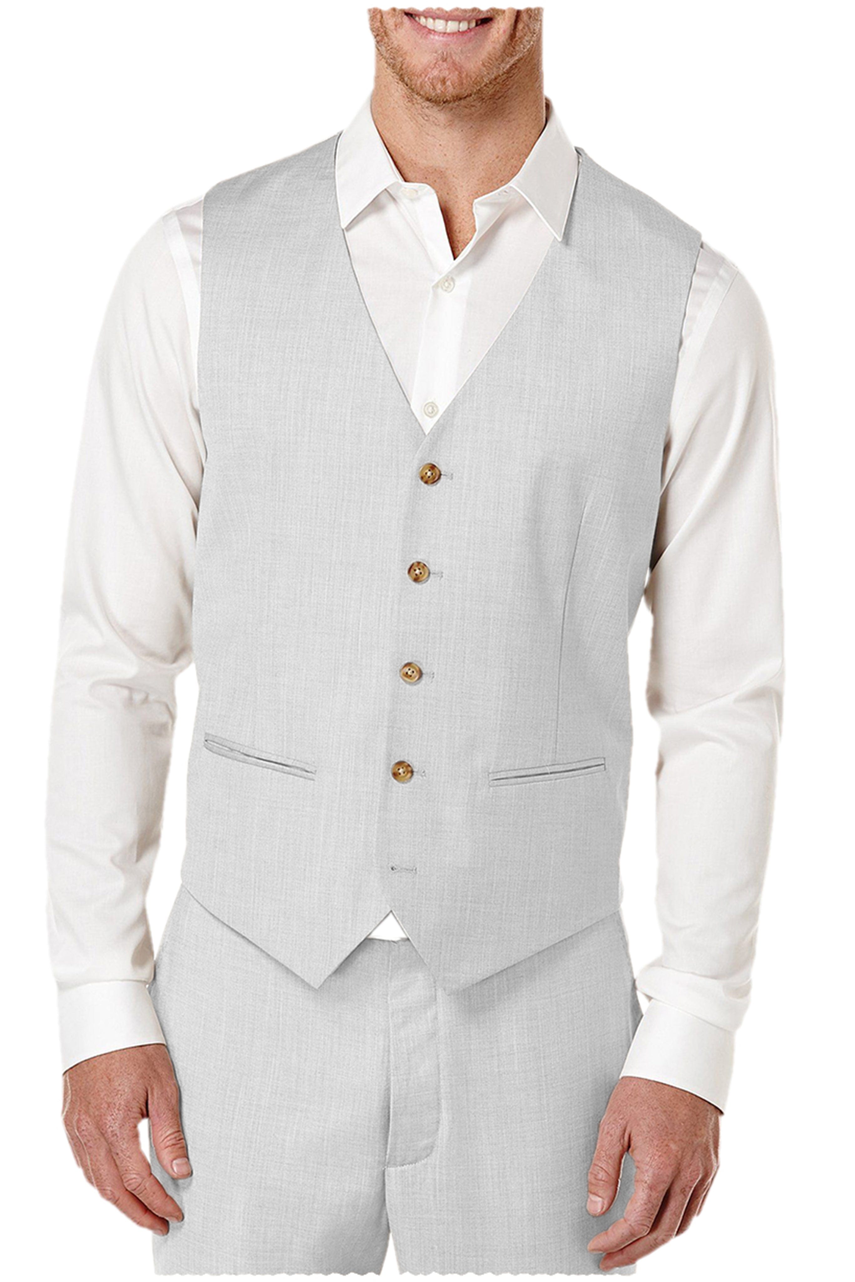 aesido 2 Pieces Single Brasted V Neck Men's Vest (Waistcoat+Pants)