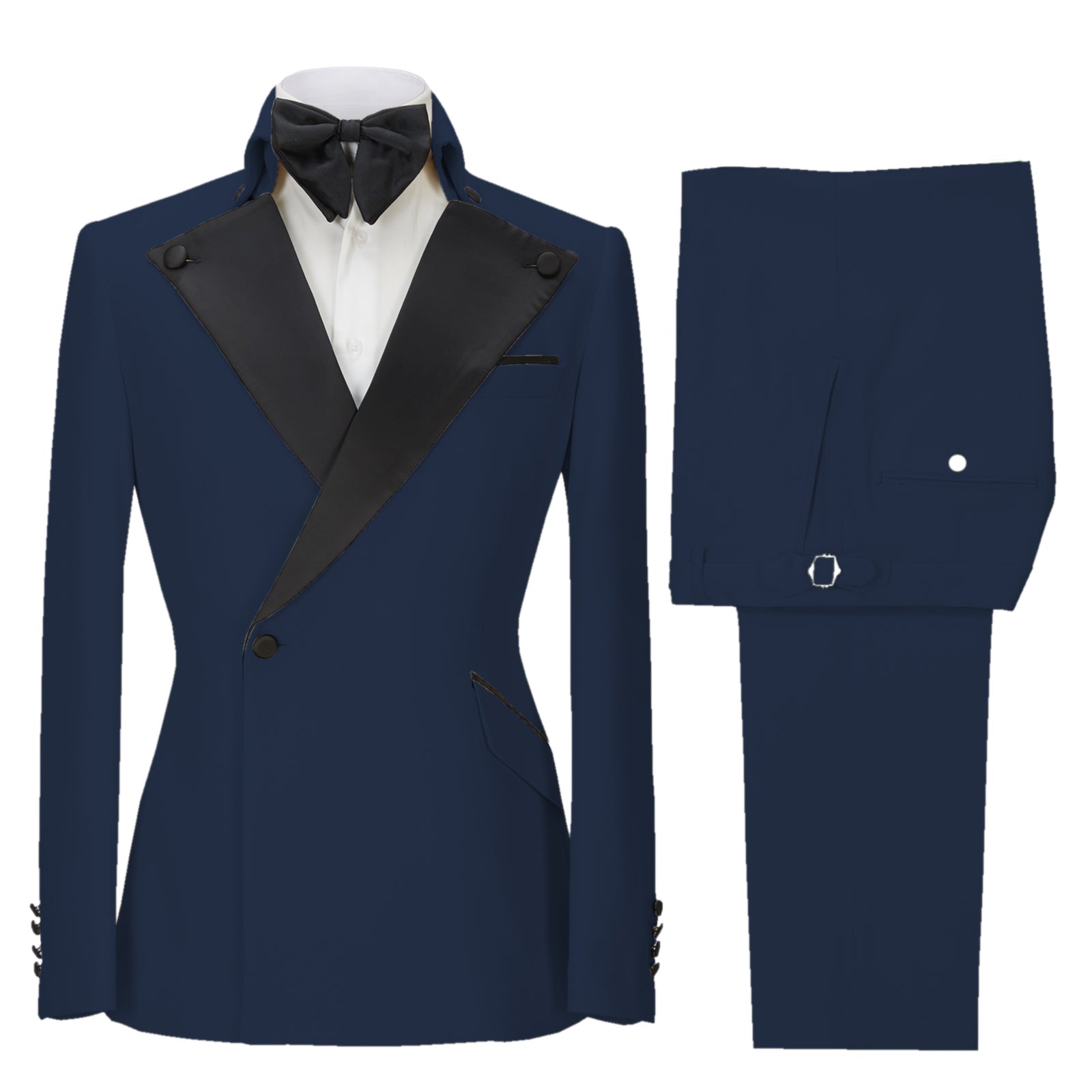 aesido 2 Pieces Single Button Peak Lapel Men Suit (Blazer+Pants)