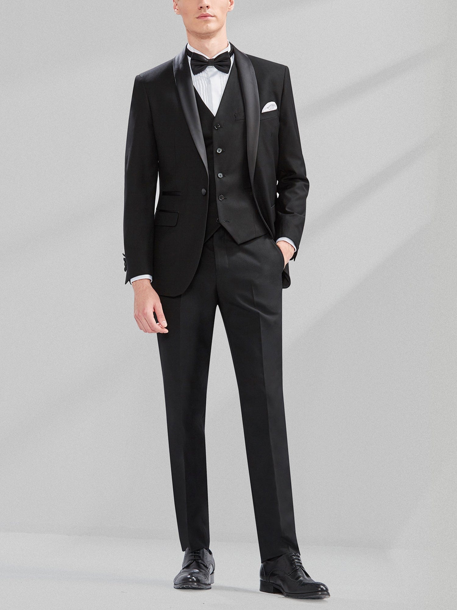 aesido 3 Piece Wedding Tuxedo Single Buttons Shawl Lapel Slim Fit Men's Suit (Blazer+Vest+Pants)