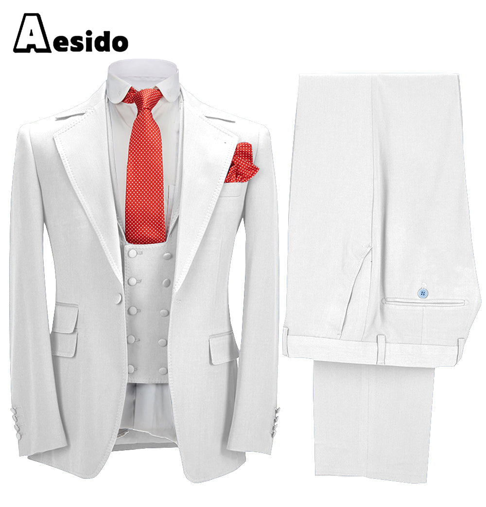 aesido 3 Pieces Business Mens Suit (Blazer+vest+Pants)