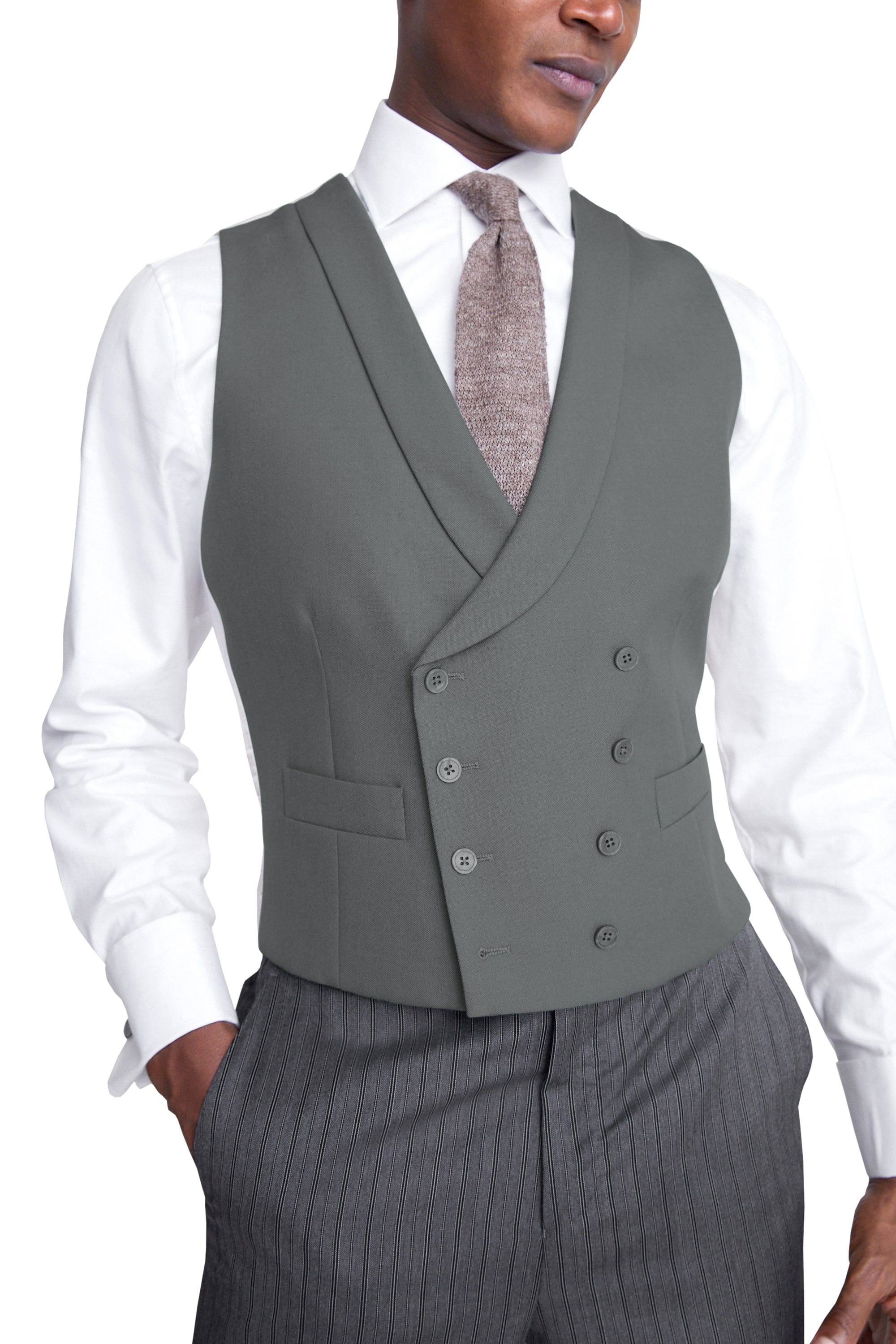 aesido Business Casual Double Breasted Shawl Lapel Men Vest