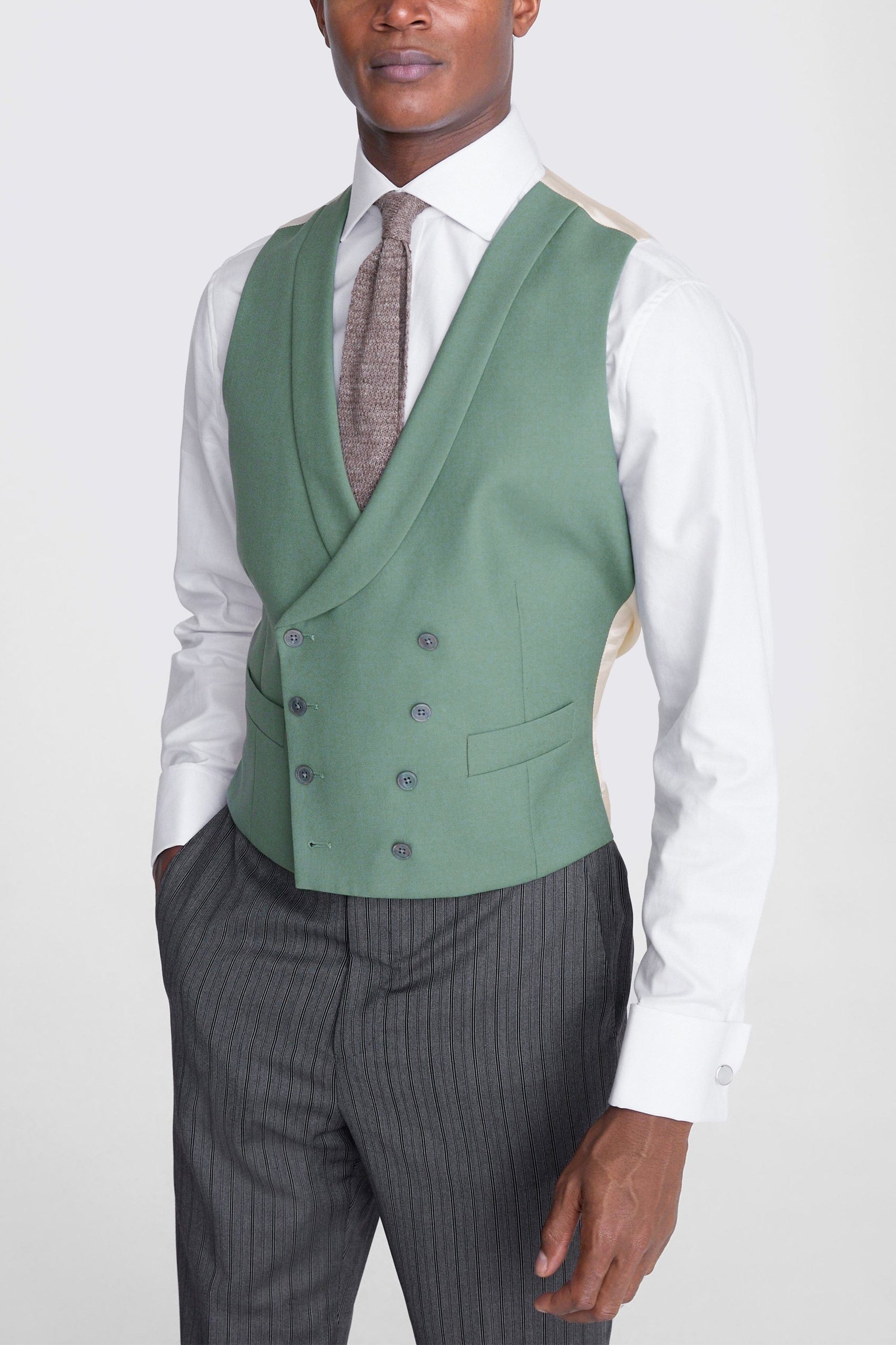 aesido Business Casual Double Breasted Shawl Lapel Men Vest