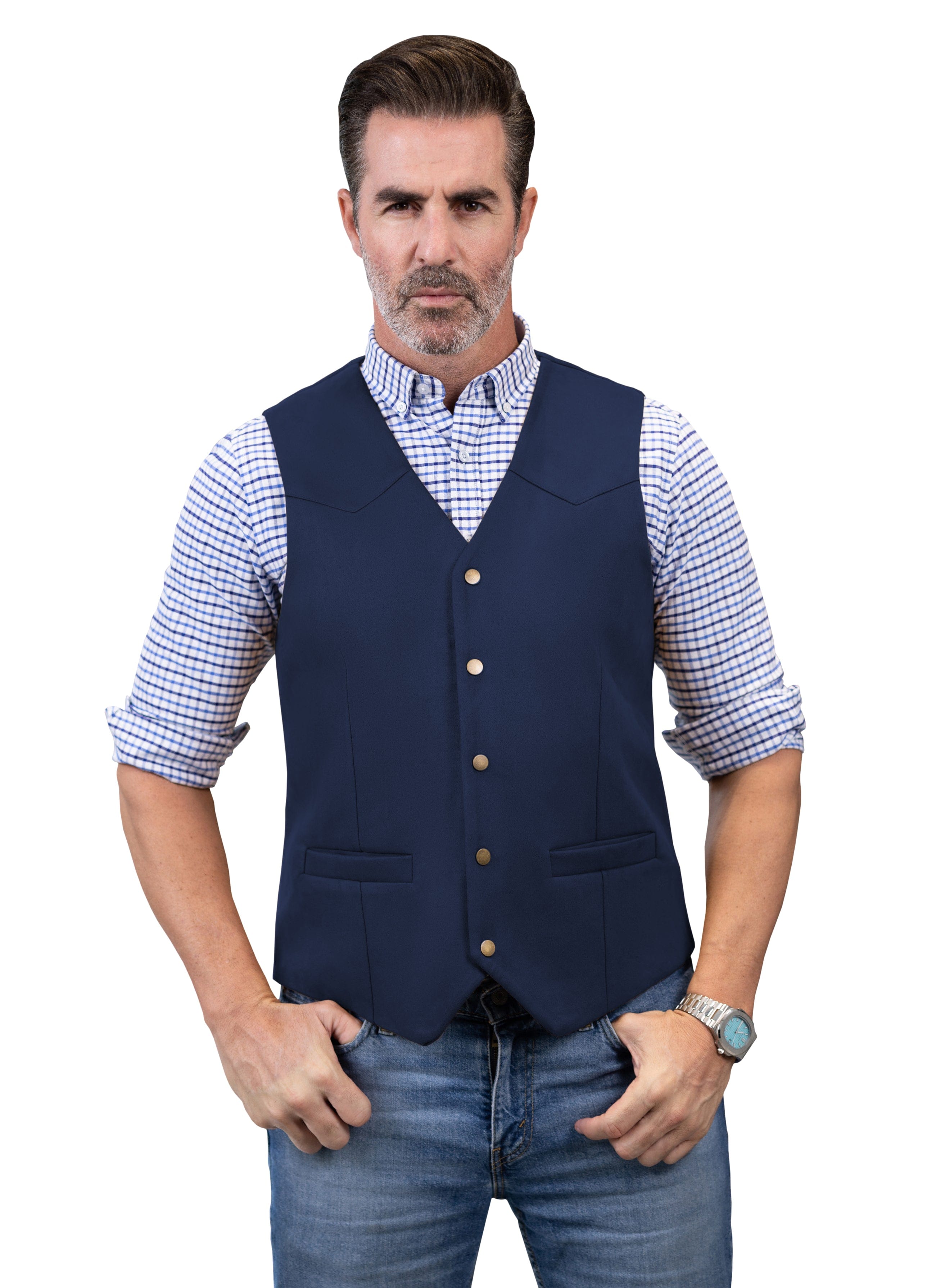 aesido Casual Men's Suede V Lapel Vest