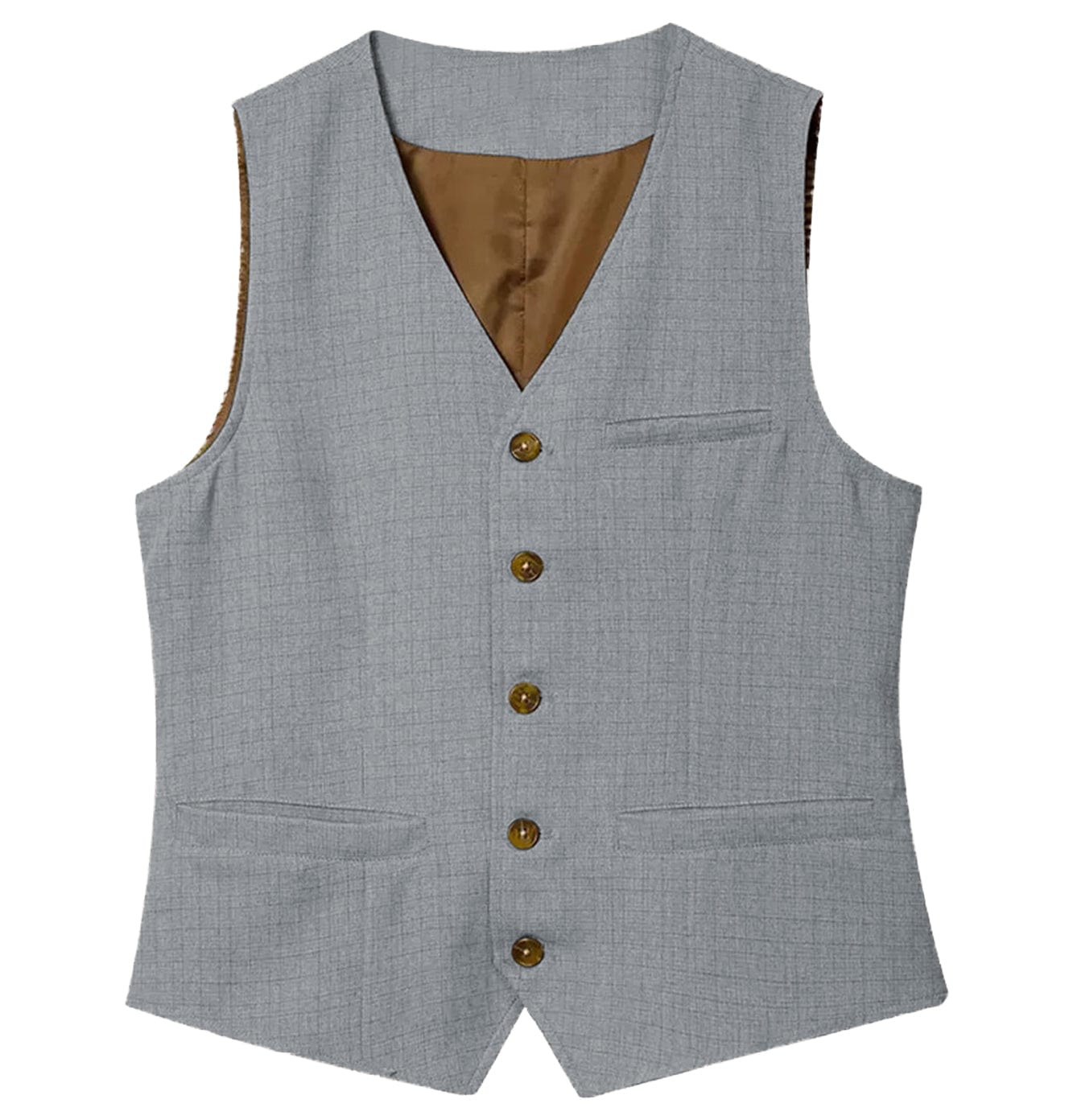 aesido Casual Single Breasted V Neck Linen Men Waistcoat