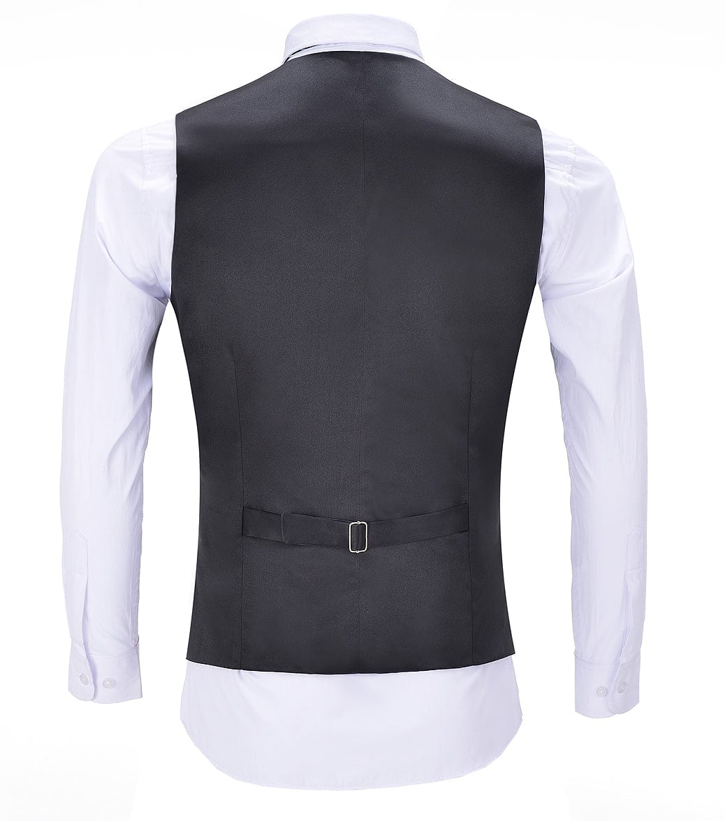 aesido Dark Grey Herringbone V Neck Waistcoat