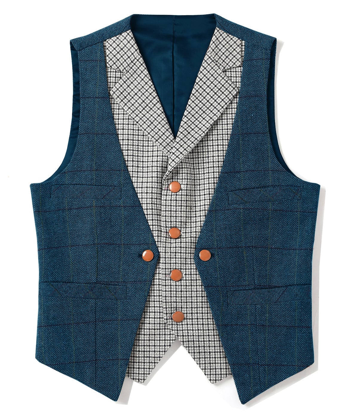 aesido Fashion Men's Suit Vest Herringbone V-Neck Waistcoat