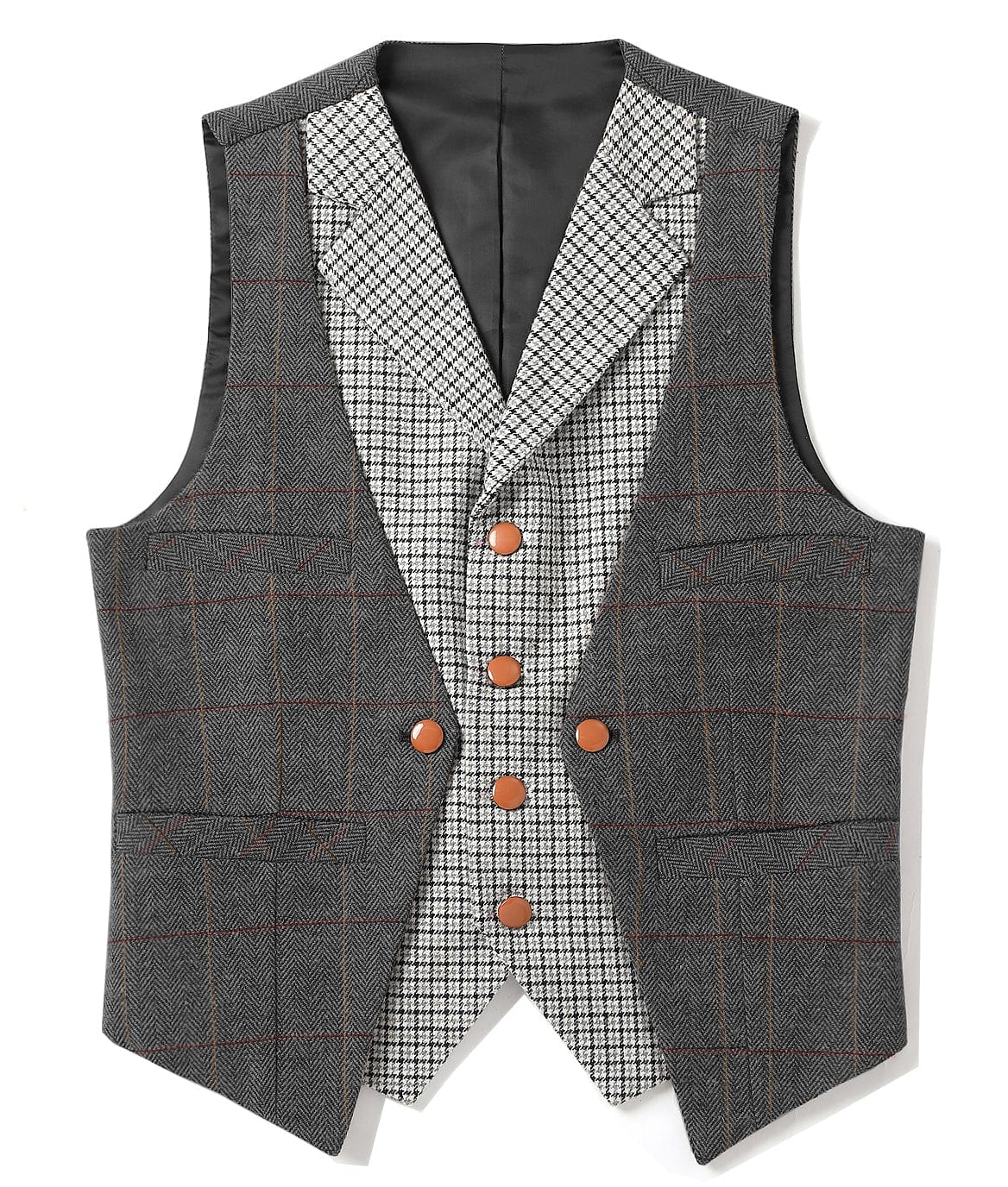 aesido Fashion Men's Suit Vest Herringbone V-Neck Waistcoat