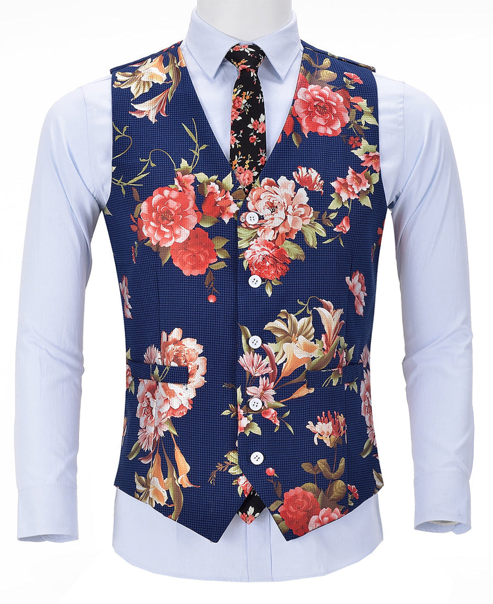 aesido Fashion Waistcoat Patterned V Neck Suit Vest