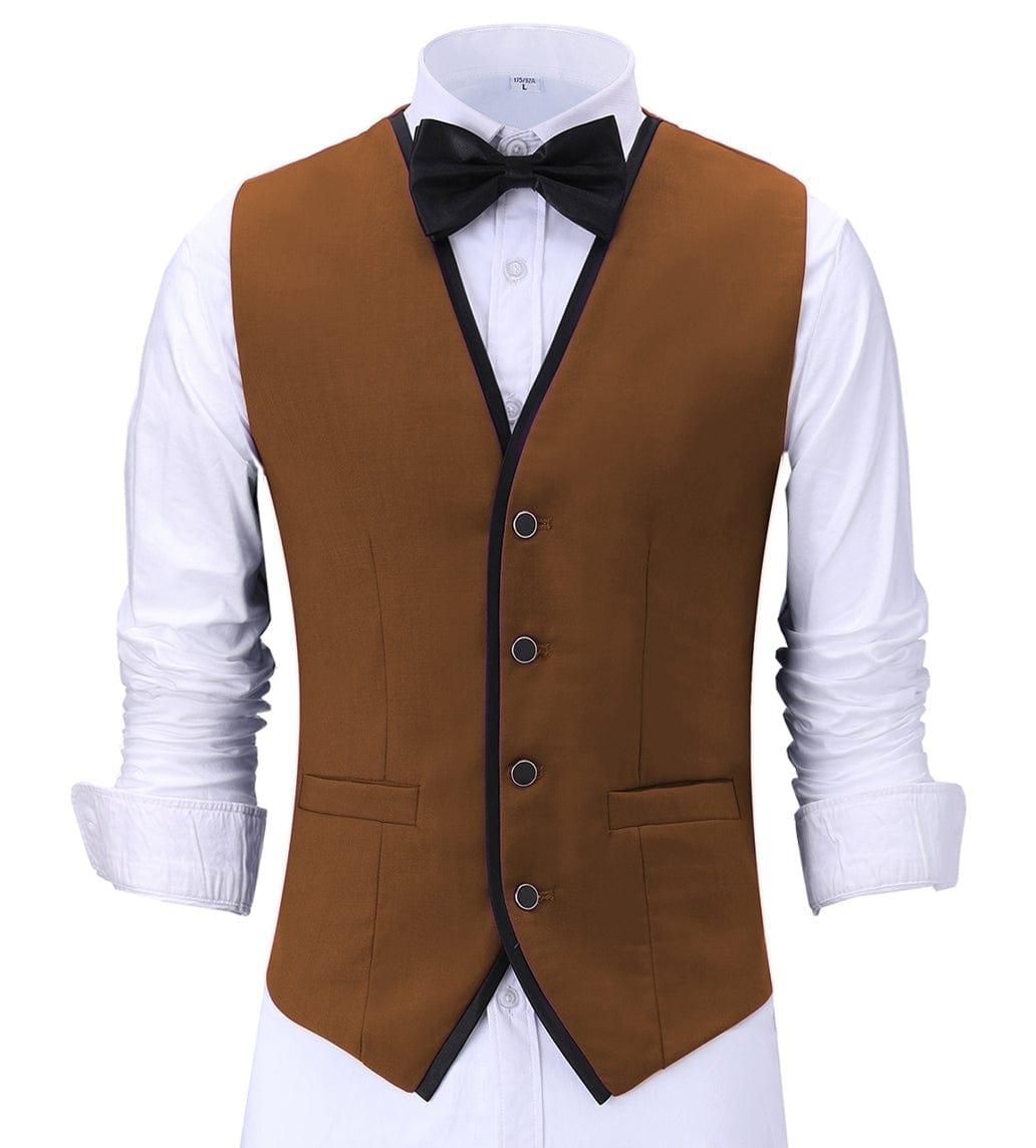 aesido Formal Flat V Neck Waistcoat Slim Fit Suit Vest