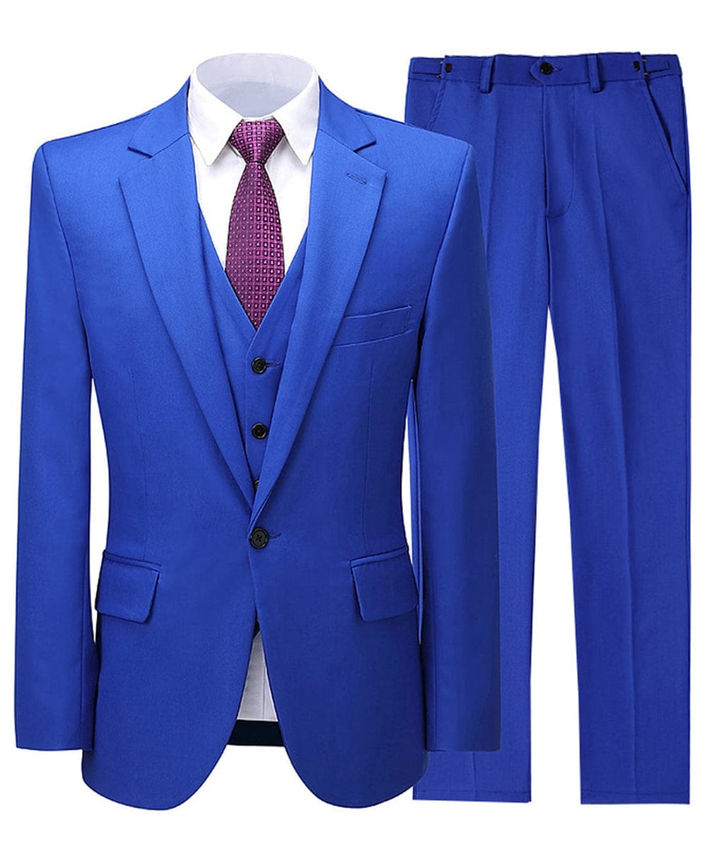 aesido Formal Notch Lapel 3 Pieces Mens Suit For Wedding (Blazer+vest+Pants)