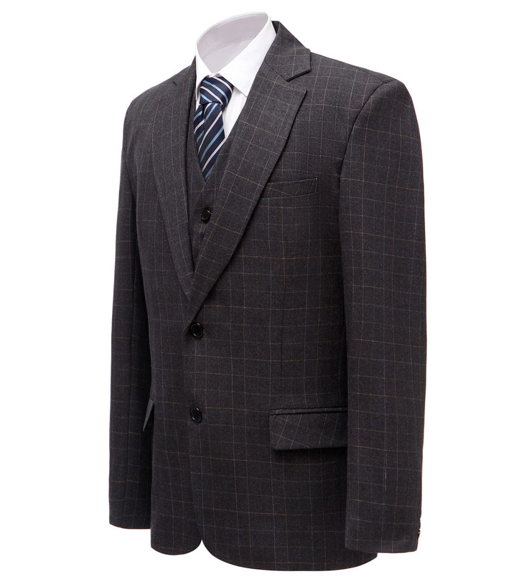 aesido Formal Plaid 3 Pieces Mens Suit Tuxedos (Blazer+vest+Pants)