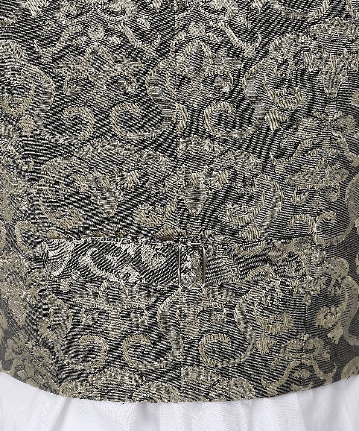 Aesido Gold Patterned V Neck Waistcoat