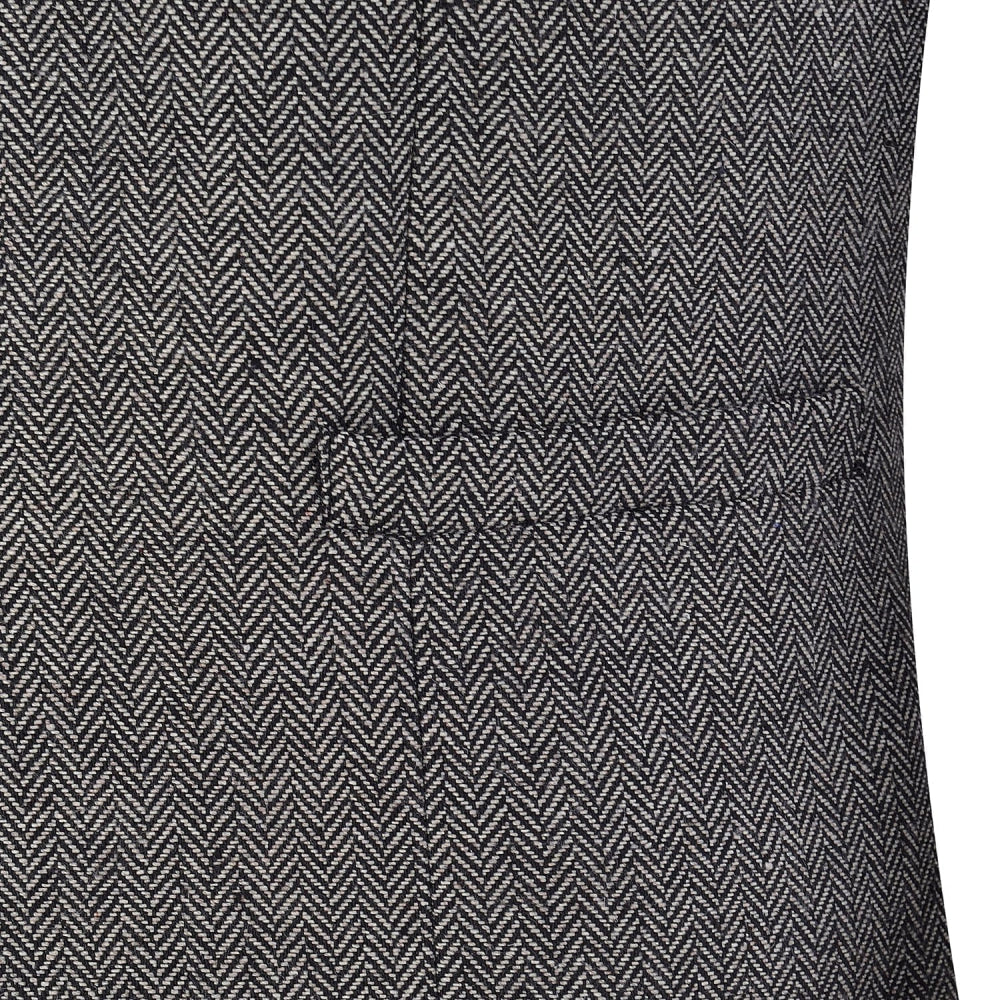 aesido Grey Herringbone V Neck Waistcoat