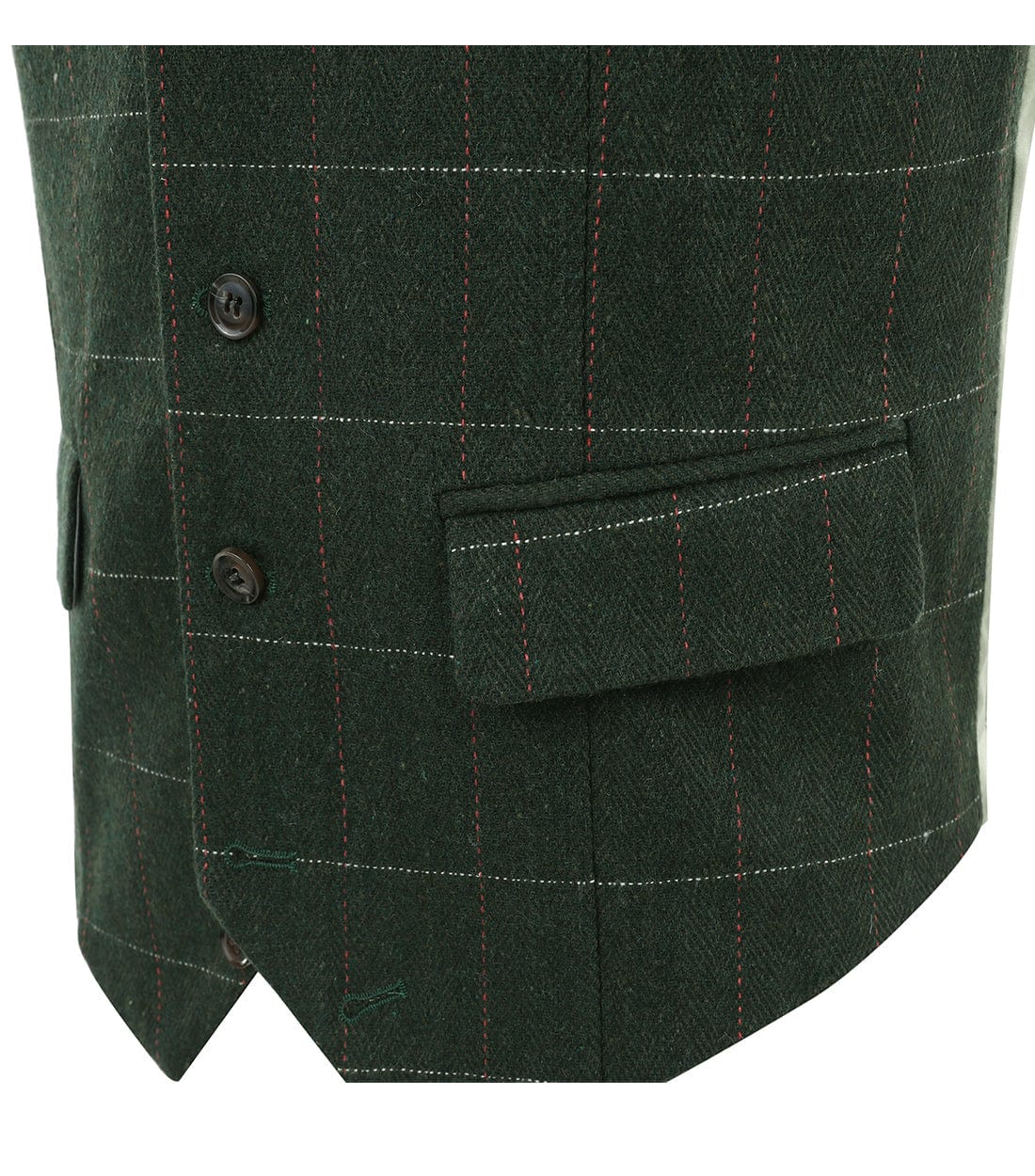 aesido Hunt Green Casual Men's Suit Vest Plaid Notch Lapel Waistcoat