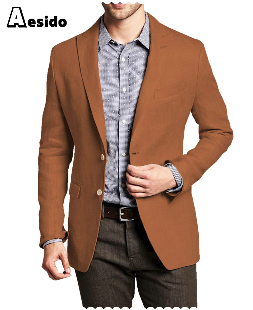 aesido Men Double Button Notch Lapel Blazer