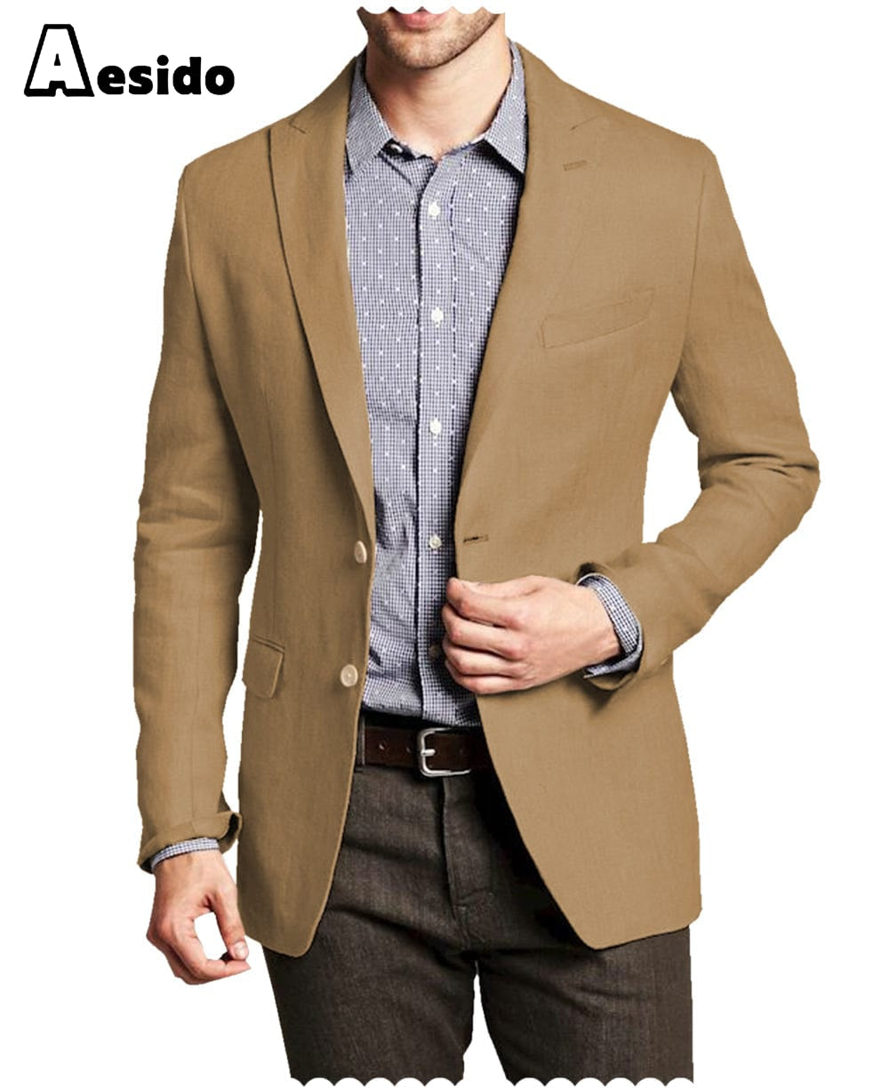 aesido Men Double Button Notch Lapel Blazer