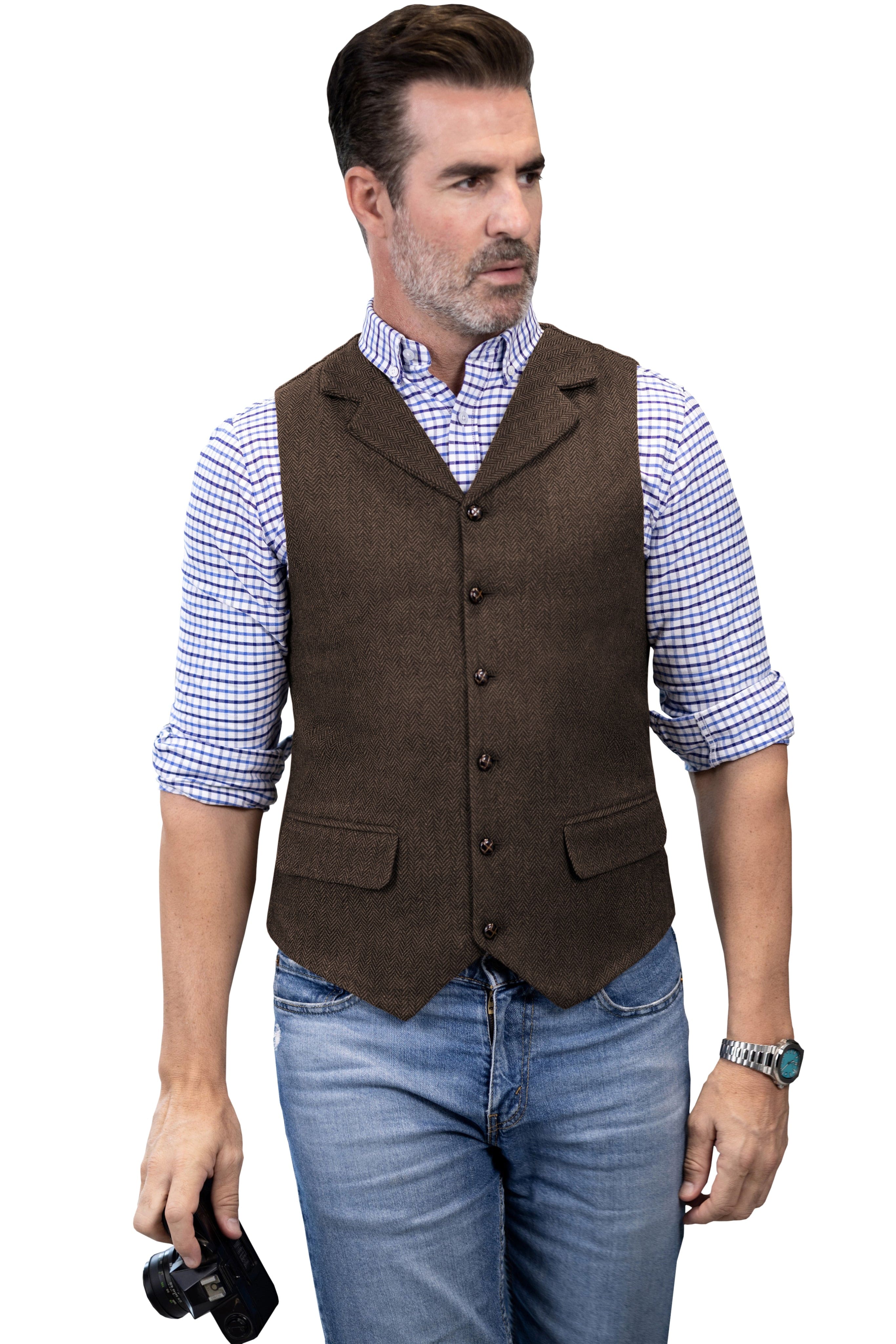 aesido Men's Business Notch Lapel Waistcoat