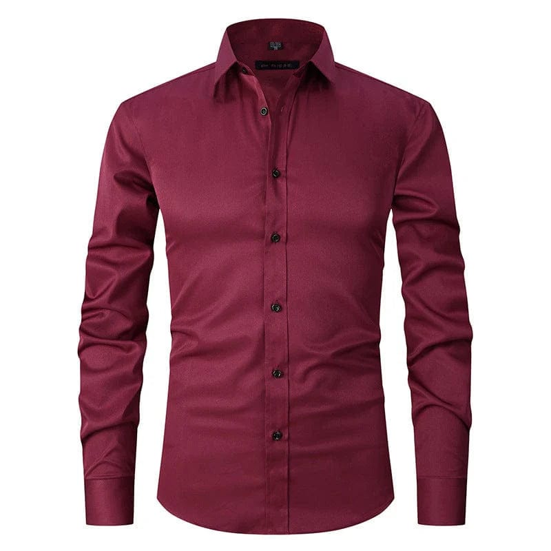 aesido Men's Business Solid Color Fashion Slim Fit Shirt