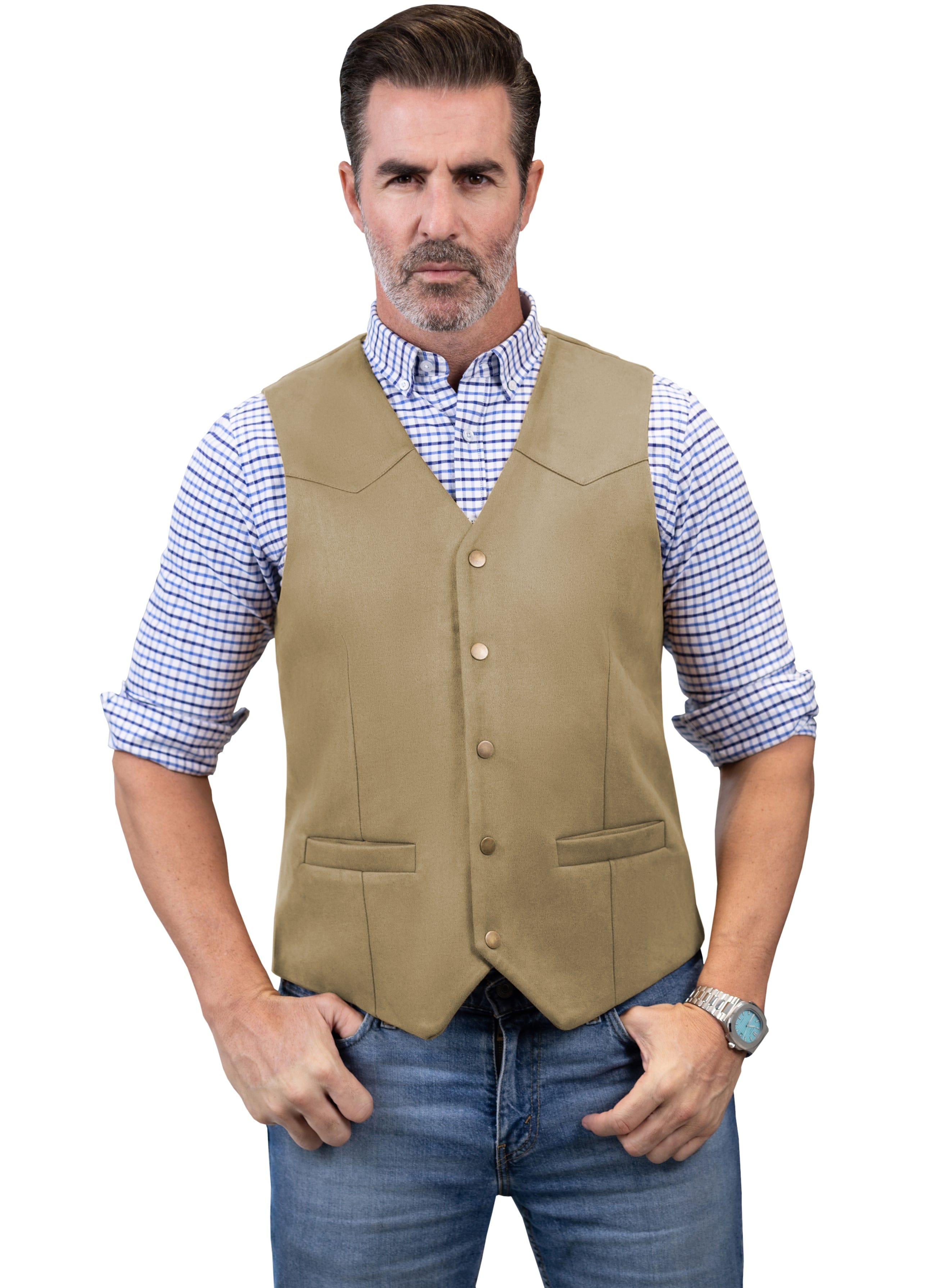 aesido Men's Casual V Neck Waistcoat