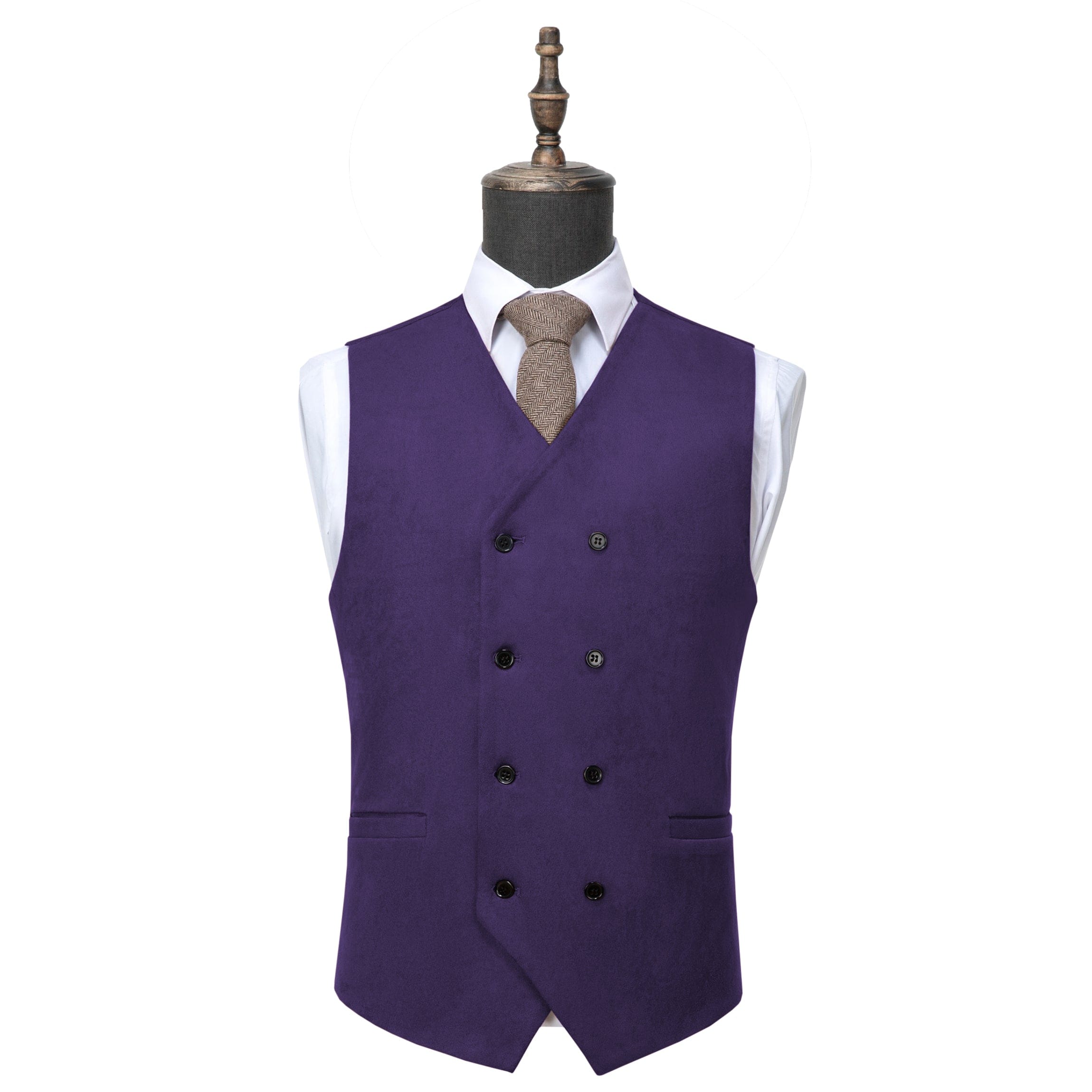 aesido Men's Double Breasted V Neck Suede Vest (Copy)