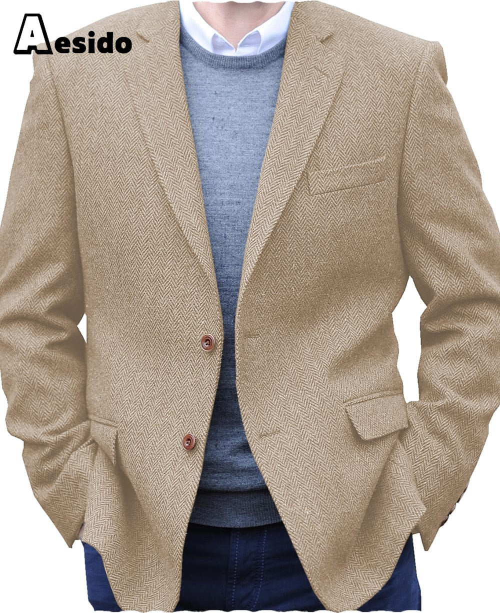 aesido Men's Notch Lapel Blazer