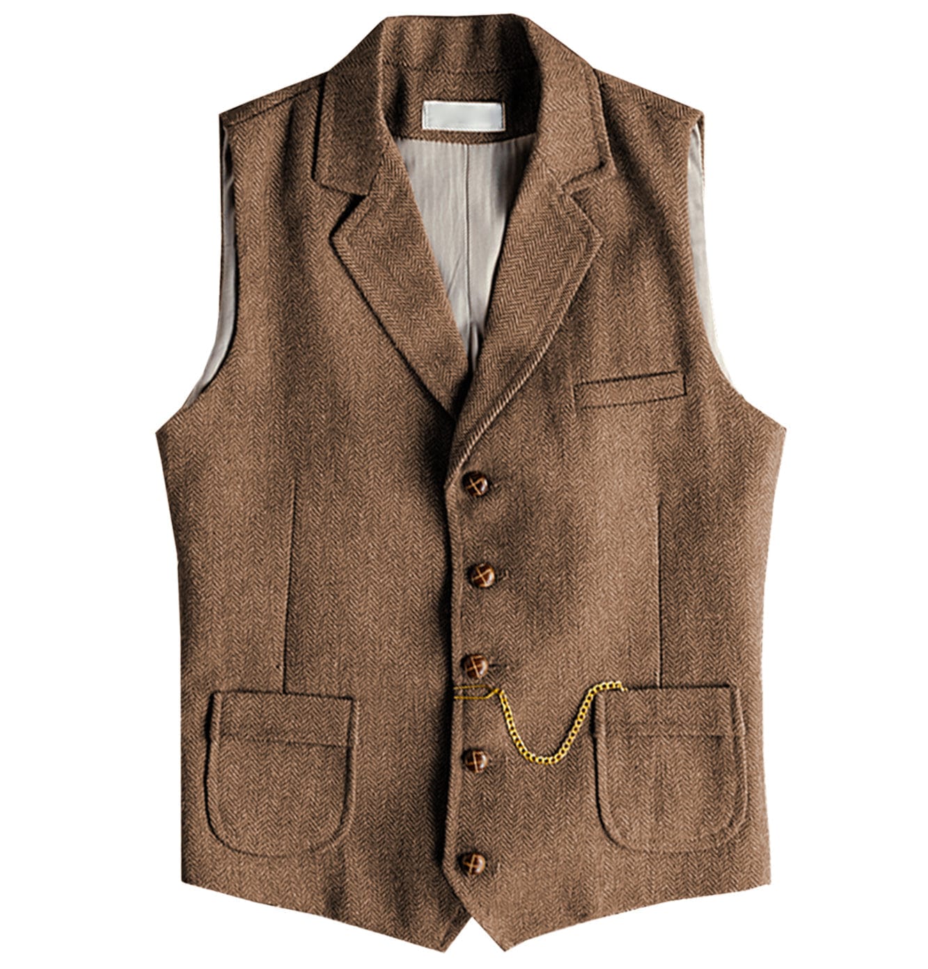 aesido Men's Notch Lapel Single Breasted Waistcoat