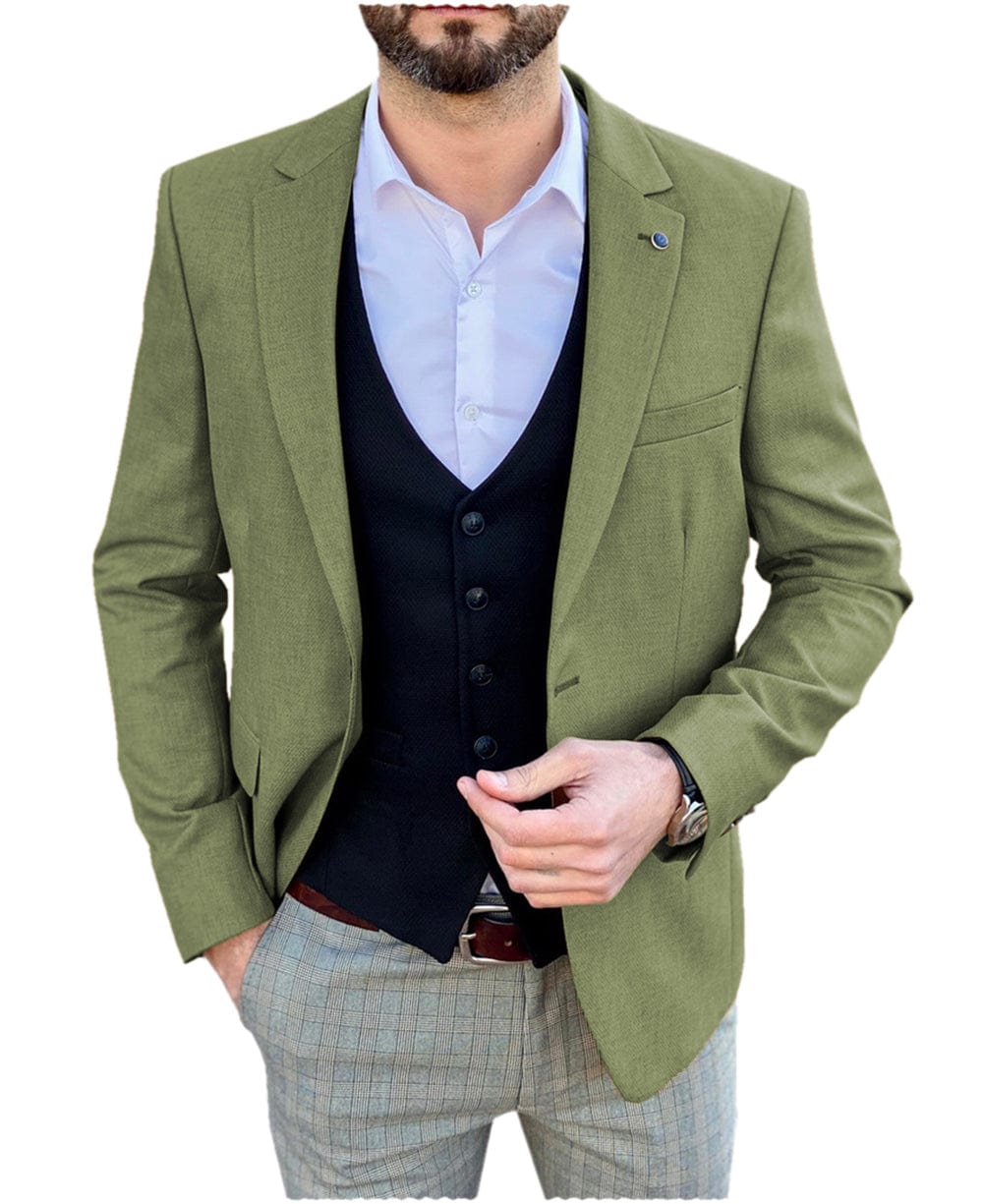 aesido Men's Single Button Peak Lapel Jacket