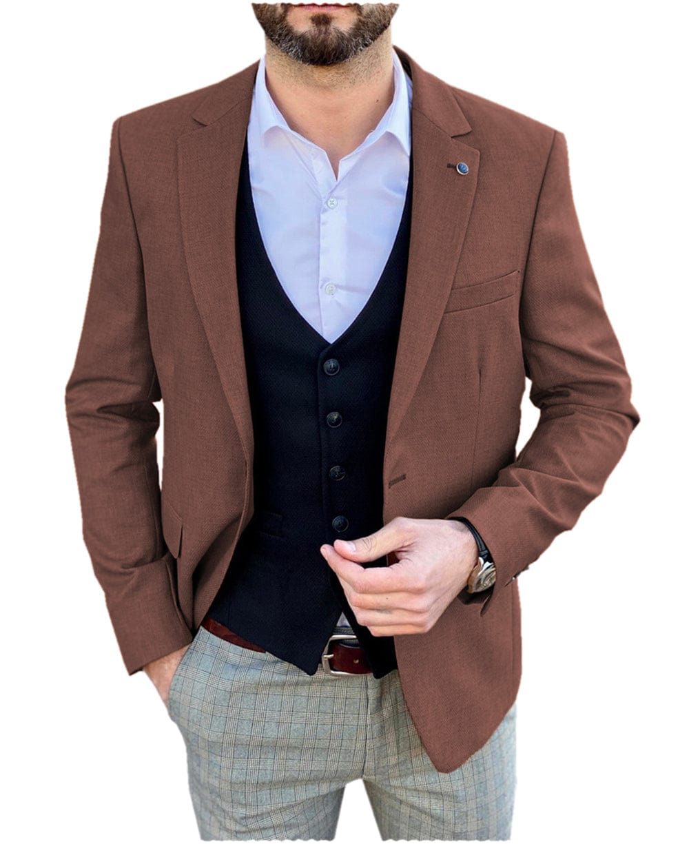 aesido Men's Single Button Peak Lapel Jacket