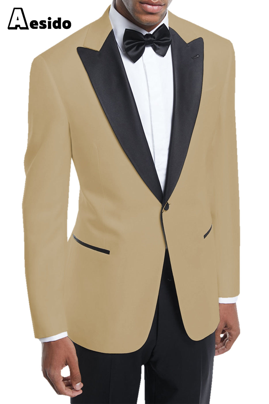 aesido Men's Suit 2 Piece Business Peak Lapel Blazer For Wedding