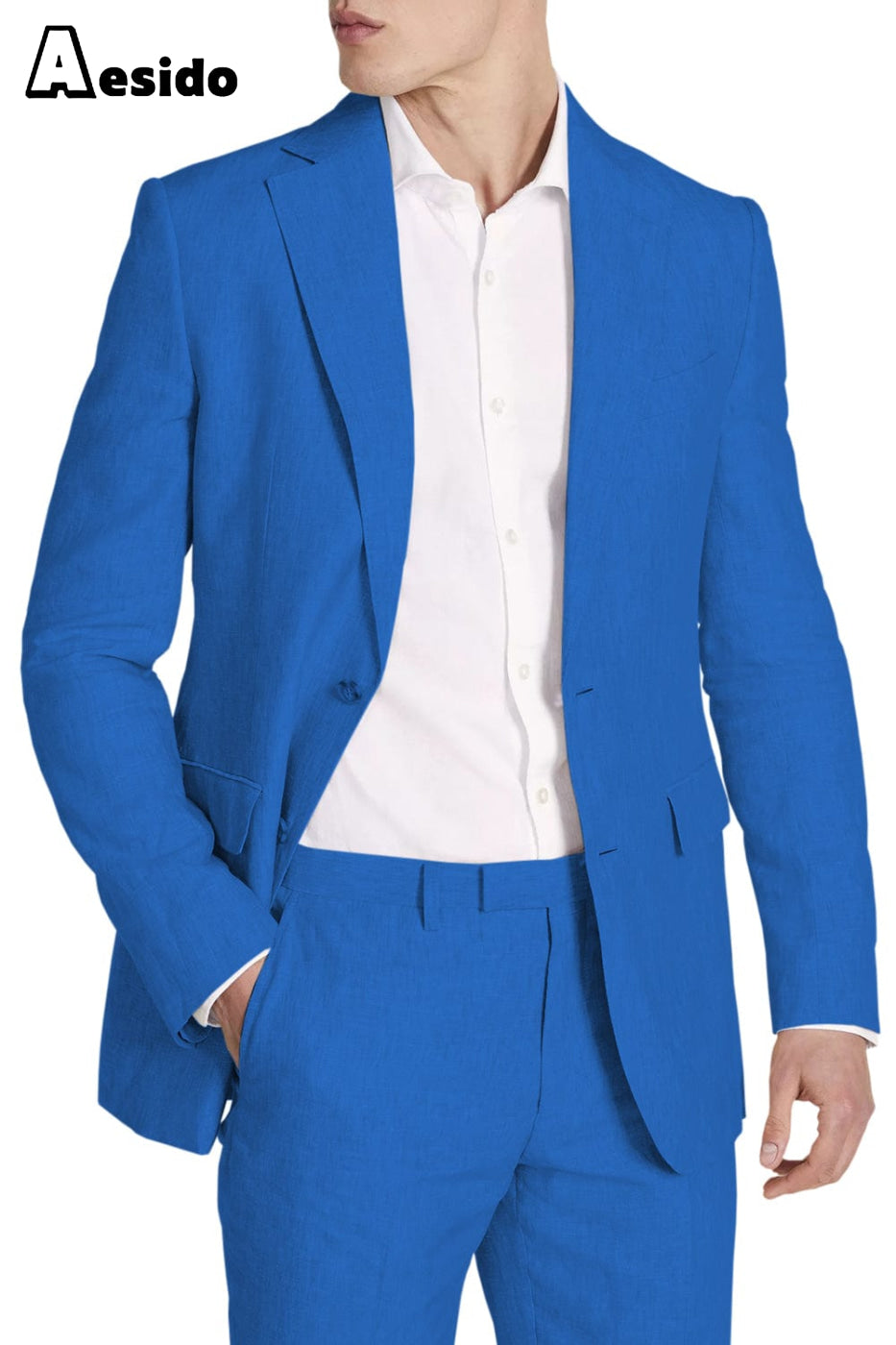 aesido Men's Suit 2 Pieces Double Button Jacket (Blazer+Pants)