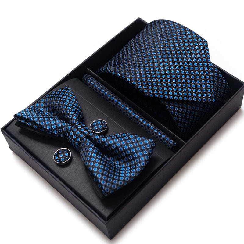 aesido Men's Tie 4-Piece (Tie + Bow Tie + Handkerchief + Cufflinks)