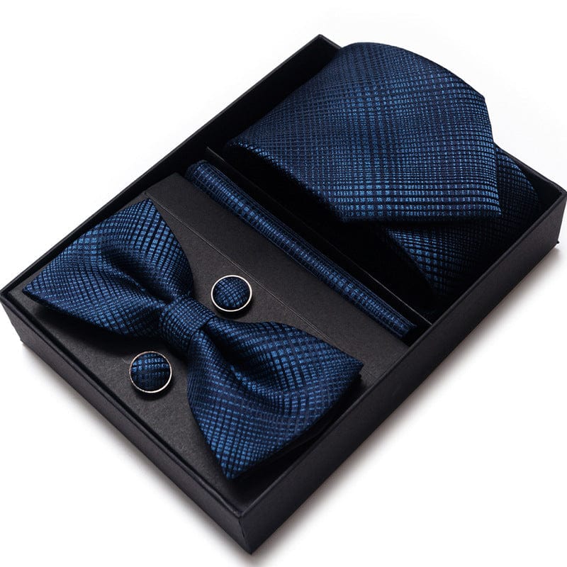 aesido Men's Tie 4-Piece (Tie + Bow Tie + Handkerchief + Cufflinks)