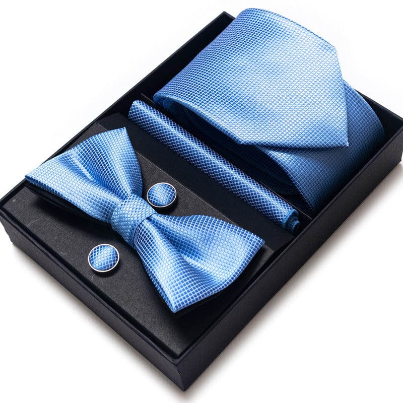 aesido Men's Tie 4-Piece (Tie + Bow Tie + Handkerchief + Cufflinks)