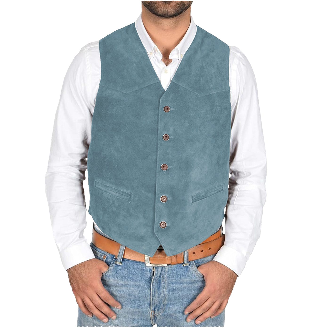 aesido Men's Vest V Lapel Waistcoat