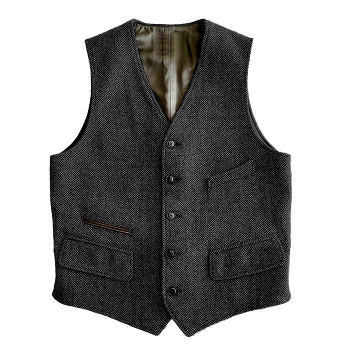 aesido Men Single Breaste V Neck Waistcoat