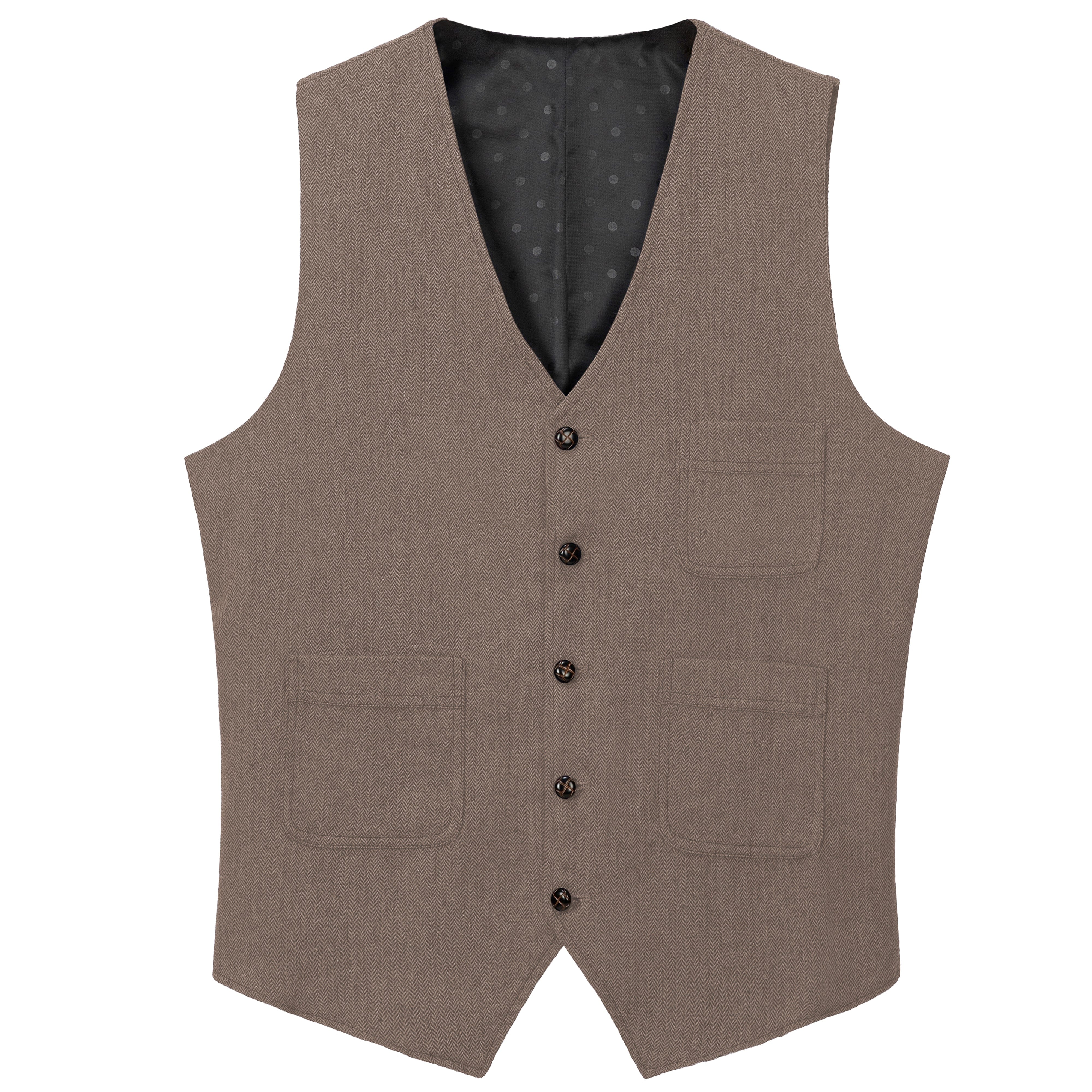 aesido Mens Business Casual Single Breasted V Neck Waistcoat