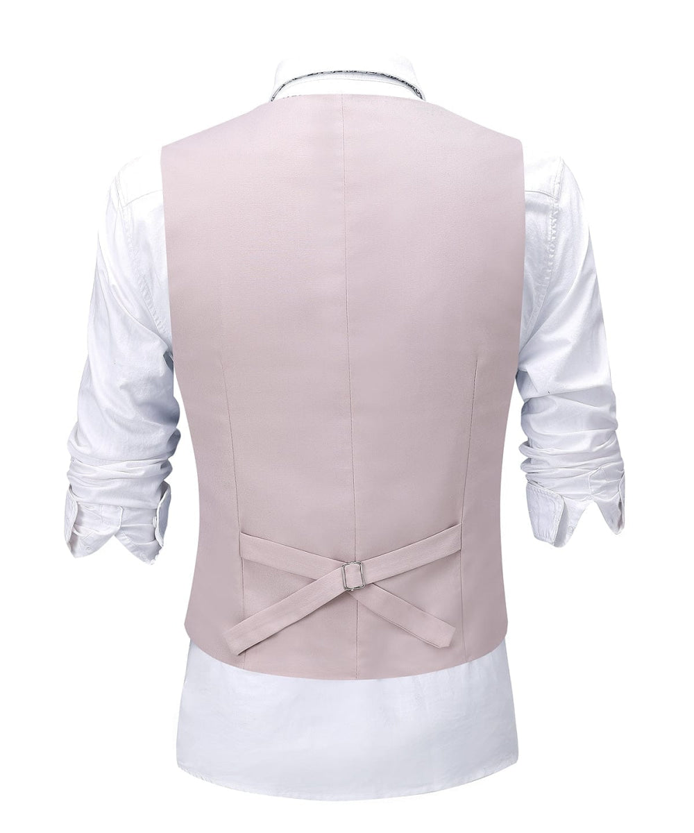 aesido Pink Flat Peak Lapel 3 Pieces Mens Suit For Wedding (Blazer+vest+Pants)