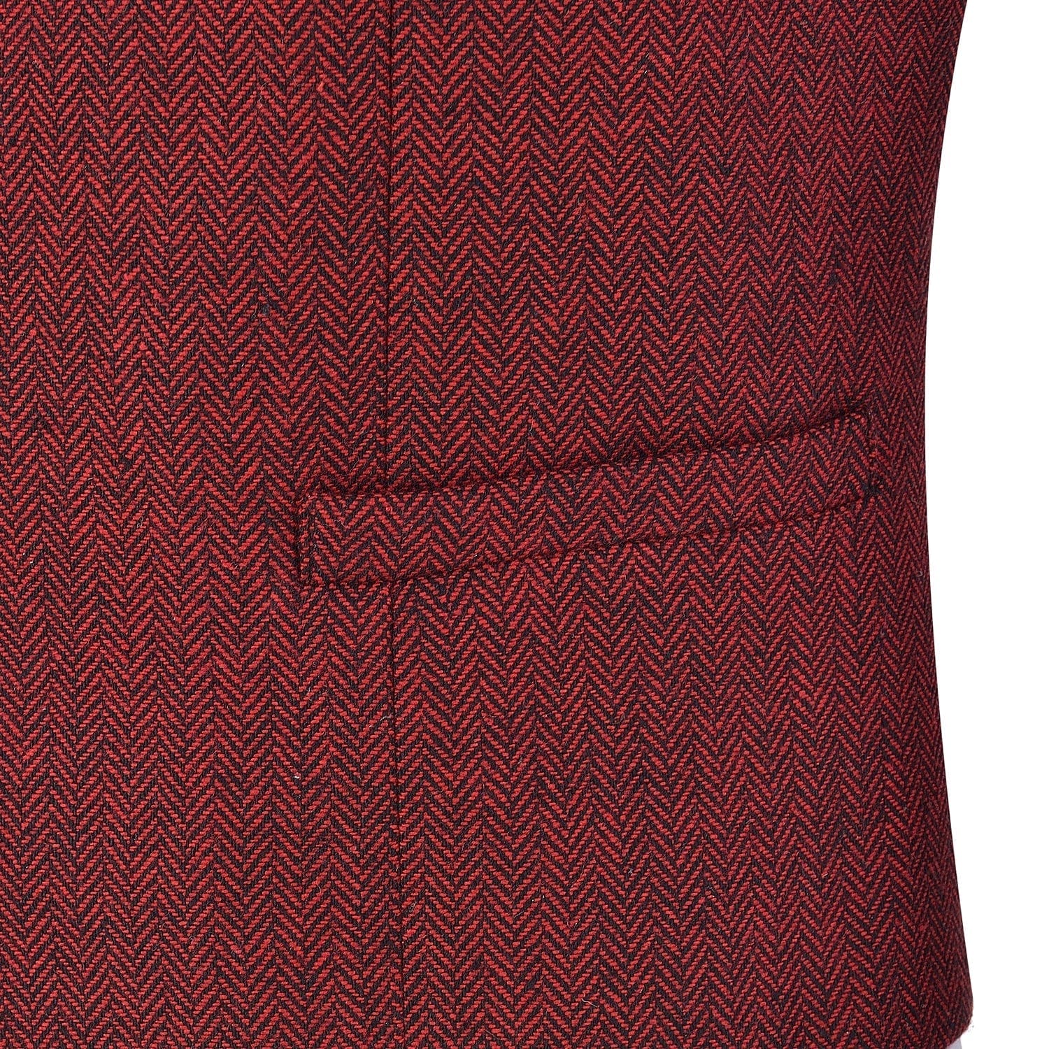 aesido Red Herringbone V Neck Waistcoat