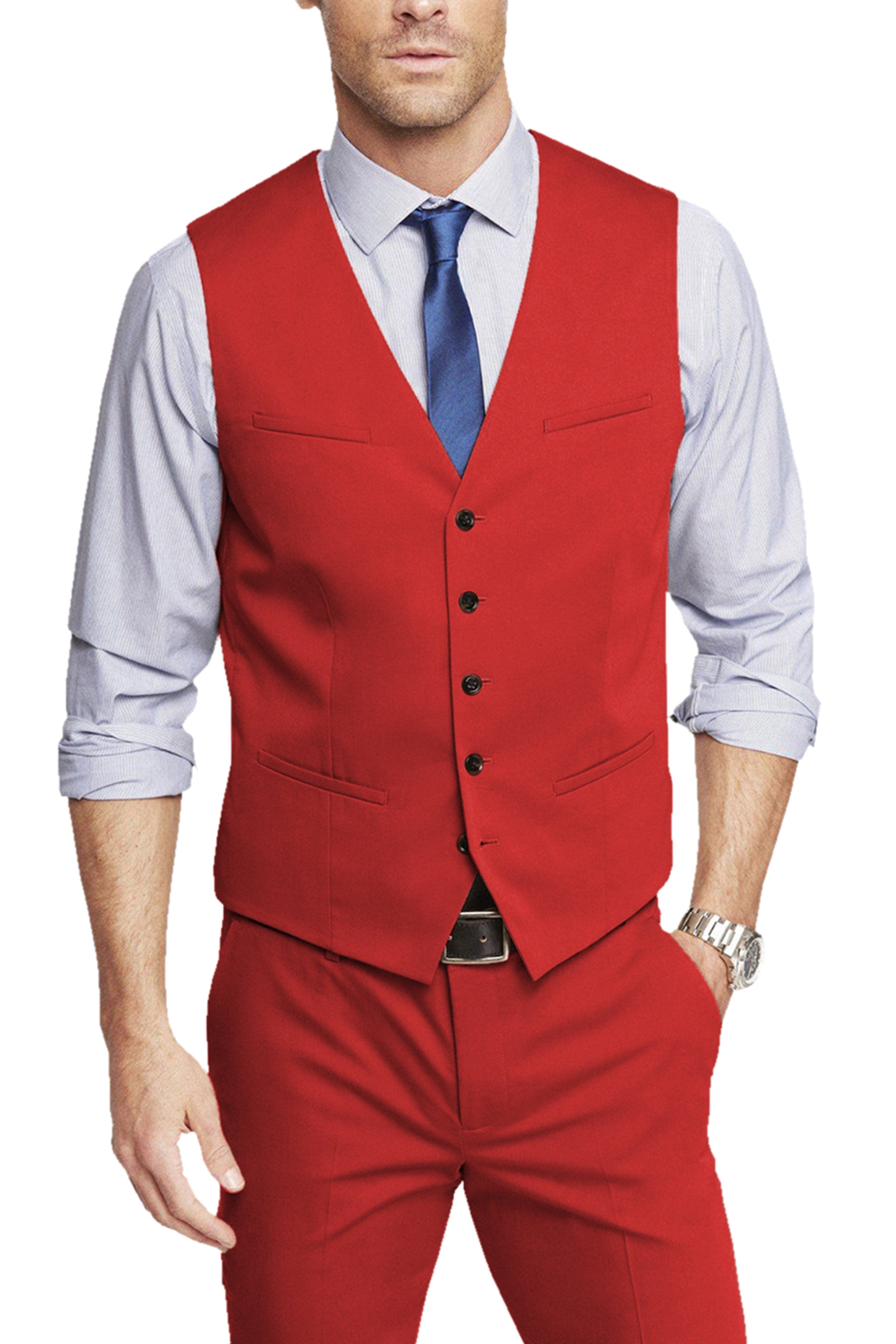 aesido Single Breasted V Neck Men's Waistcoat