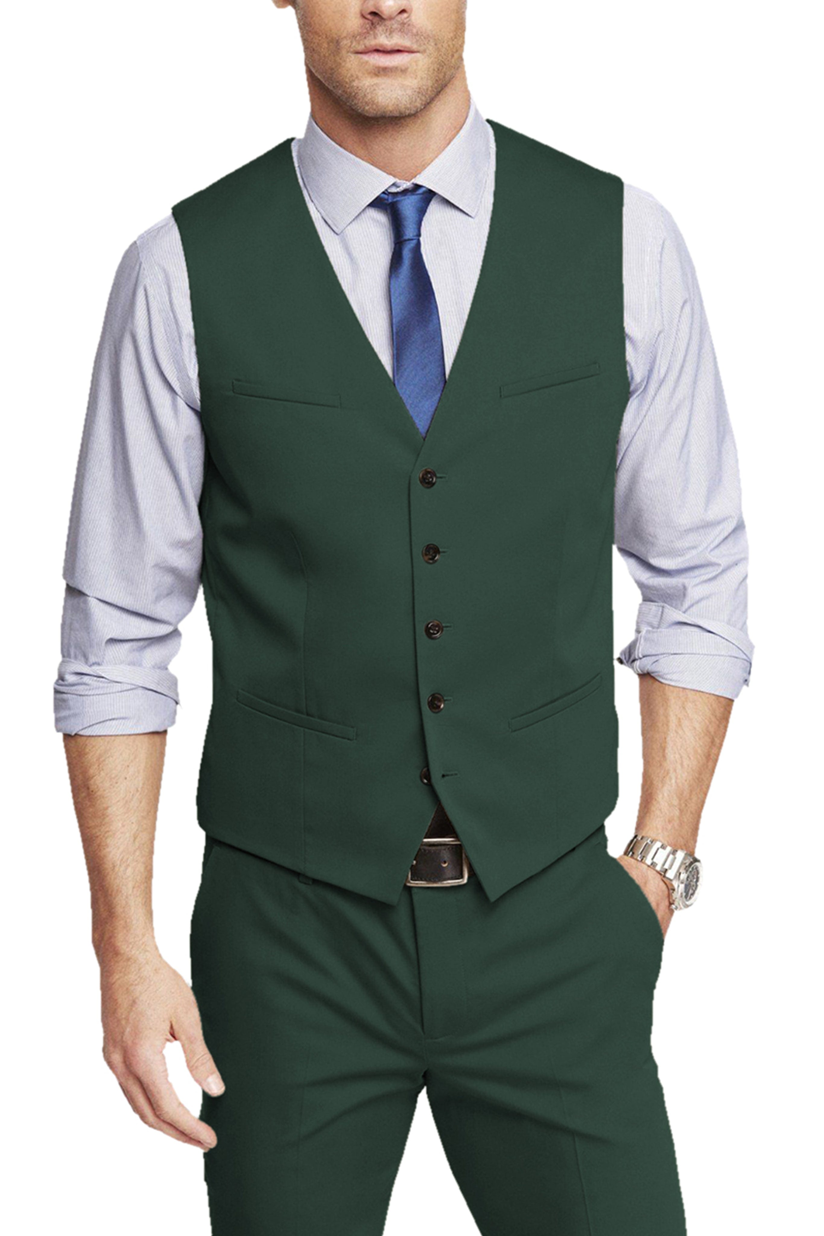 aesido Single Breasted V Neck Men's Waistcoat