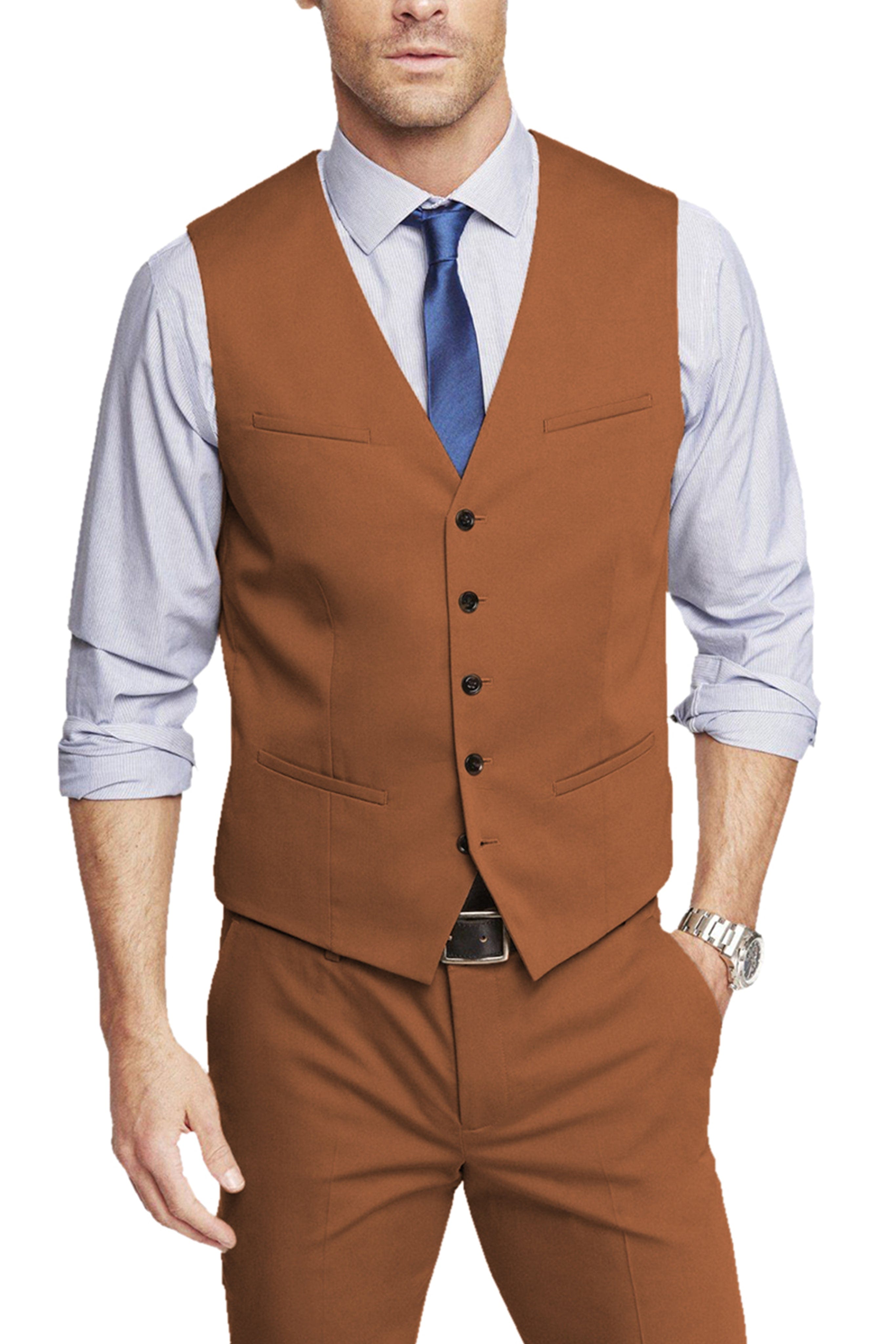 aesido Single Breasted V Neck Men's Waistcoat