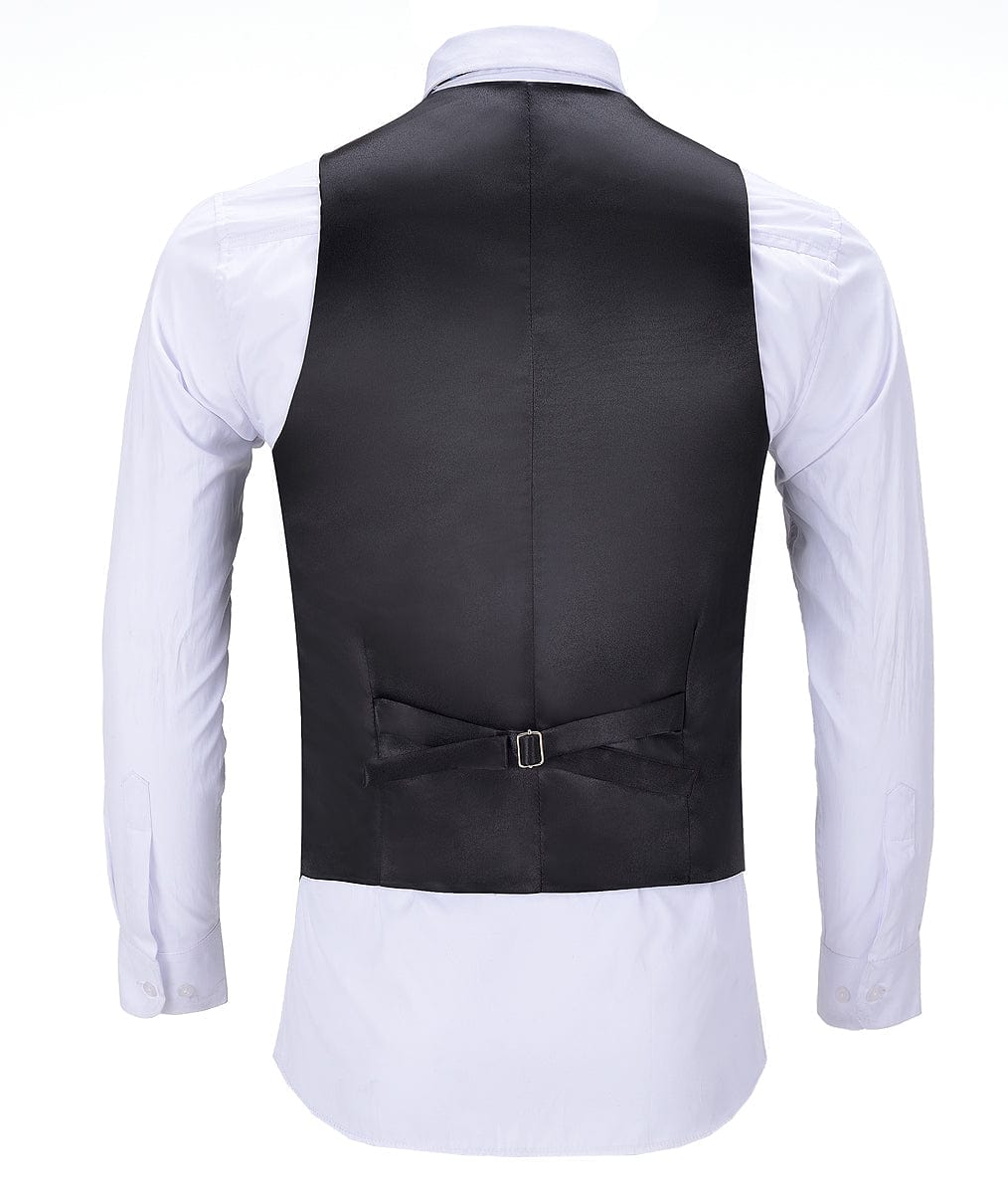 aesido Tweed V Neck Waistcoat Formal Flat Suit Vest